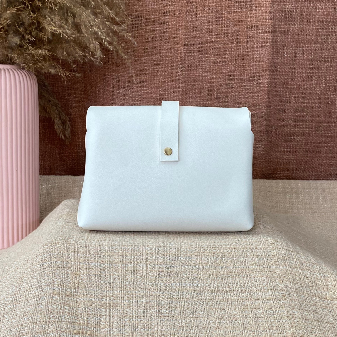 White Eva Bag with Mint Green &amp; Pink Diamond Belt +Big Wallet