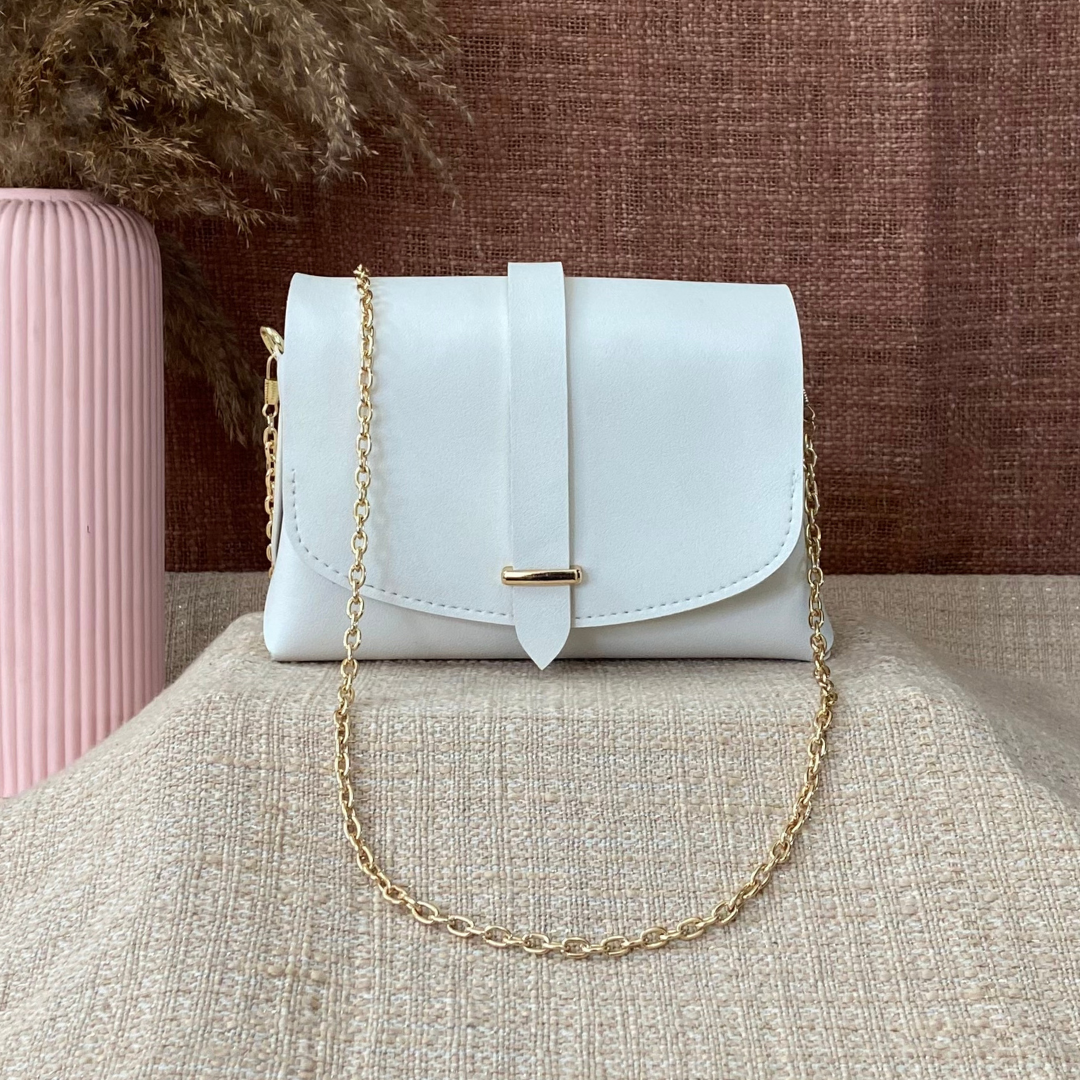 White Eva Bag with Sling Chain