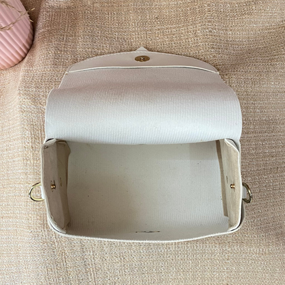 White Eva + White with Mint &amp; Pink Diamond Cloth on Pocket Pochette Belt.