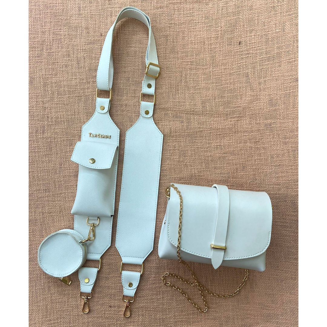 White Eva + White Plain Pochette Belt