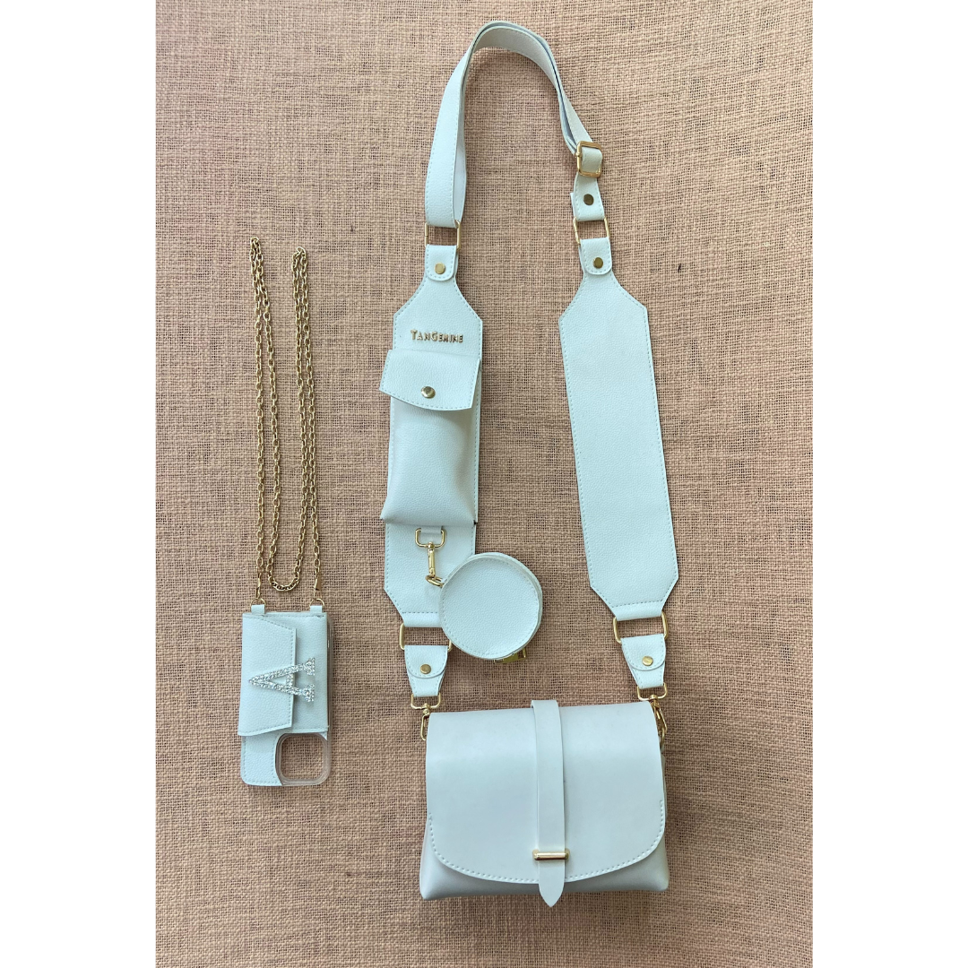 White Eva + White Plain Pochette Belt with Phone Case