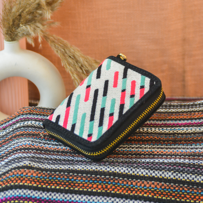 White Mini Wallet with colorful lines