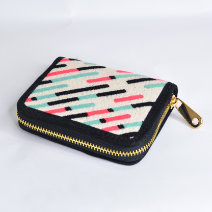 White Mini Wallet with colorful lines