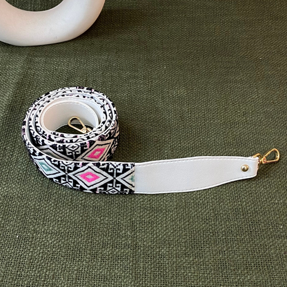 White with Mint Green &amp; Pink Diamond Shoulder Belt